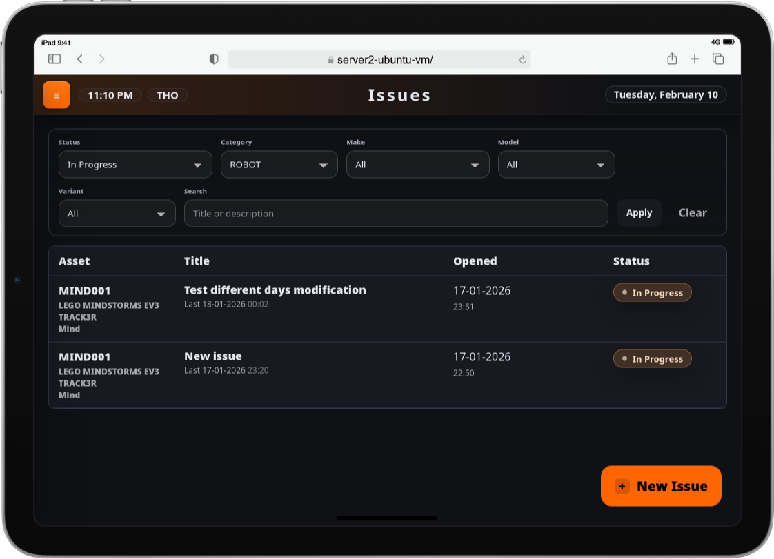 Issues list screenshot